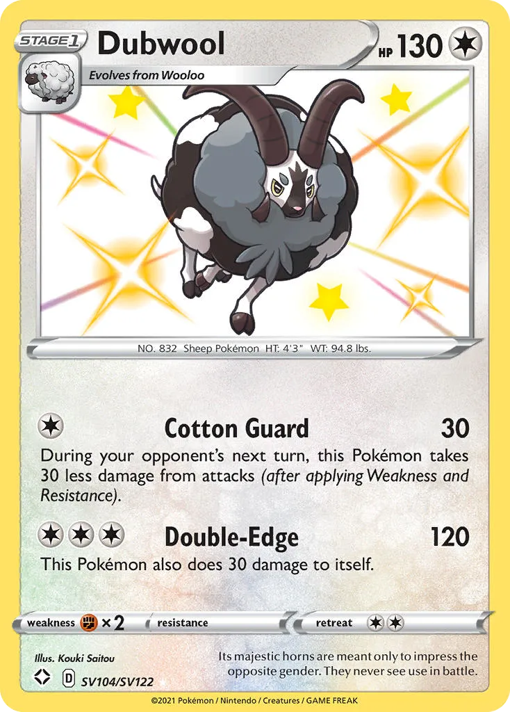 2021 Shining Fates Shiny Vault Dubwool Rare Shiny #SV104 Rare Shiny card image