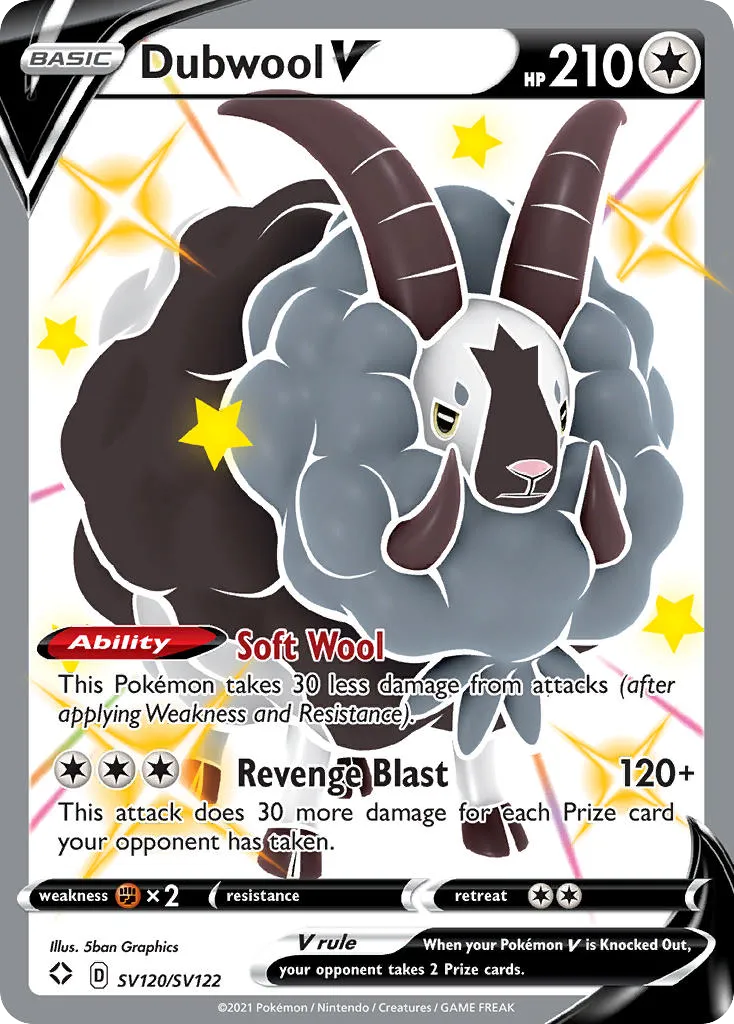 2021 Shining Fates Shiny Vault Dubwool V #SV120 Rare Holo V card image