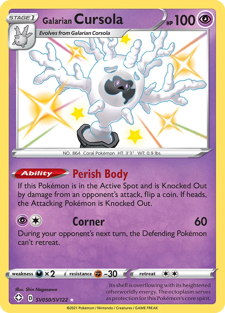 2021 Shining Fates Shiny Vault Galarian Cursola Rare Shiny #SV050 Rare Shiny card image