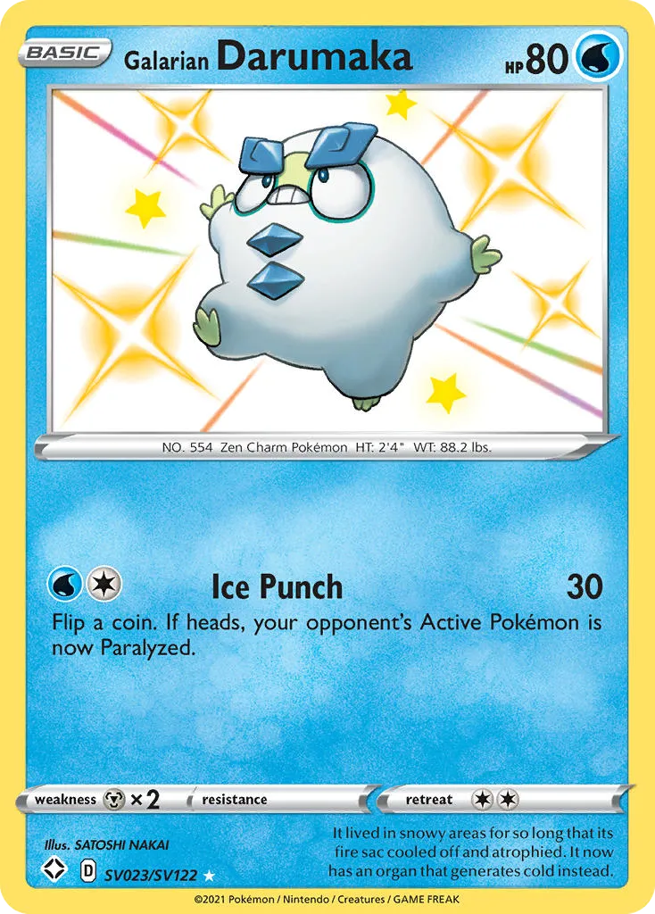 2021 Shining Fates Shiny Vault Galarian Darumaka Rare Shiny #SV023 Rare Shiny card image