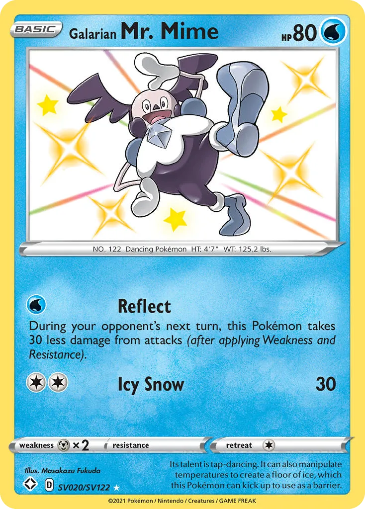 2021 Shining Fates Shiny Vault Galarian Mr. Mime Rare Shiny #SV020 Rare Shiny card image
