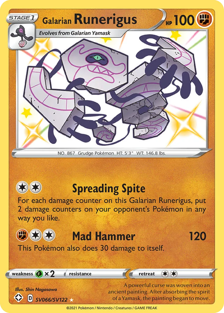 2021 Shining Fates Shiny Vault Galarian Runerigus Rare Shiny #SV066 Rare Shiny card image