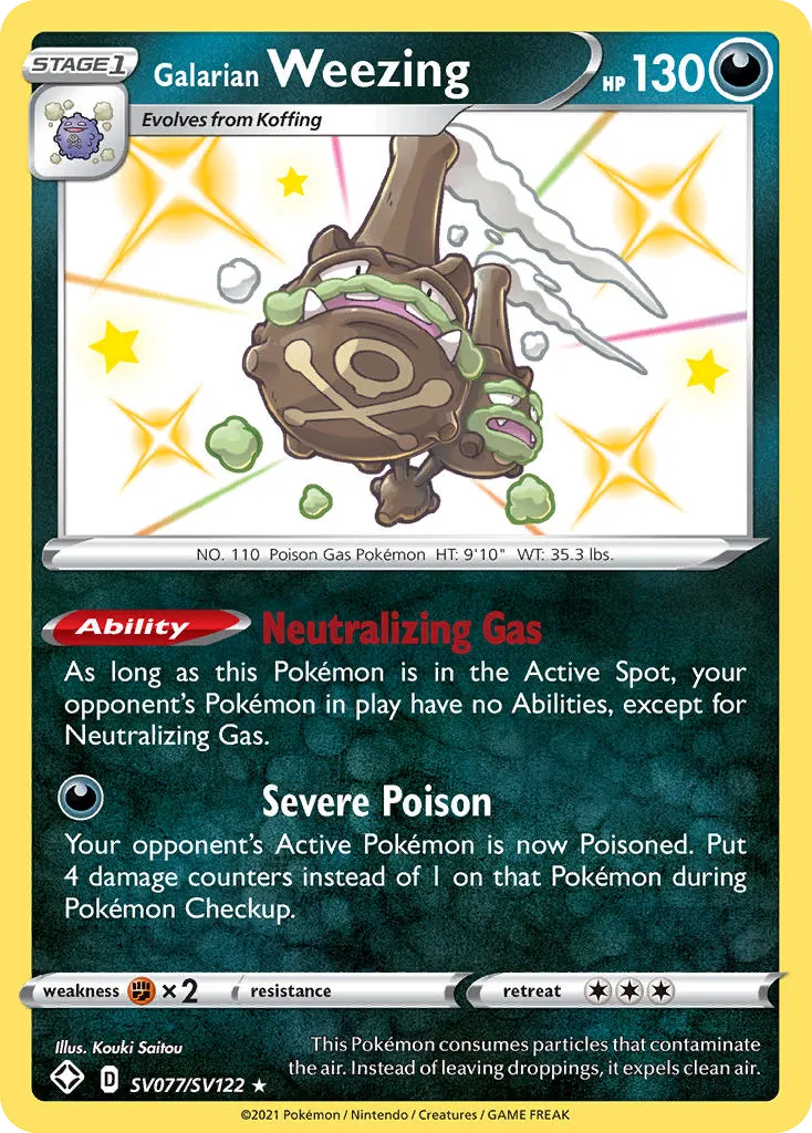 2021 Shining Fates Shiny Vault Galarian Weezing Rare Shiny #SV077 Rare Shiny card image