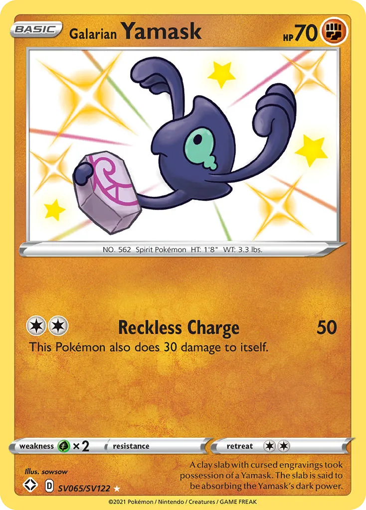 2021 Shining Fates Shiny Vault Galarian Yamask Rare Shiny #SV065 Rare Shiny card image