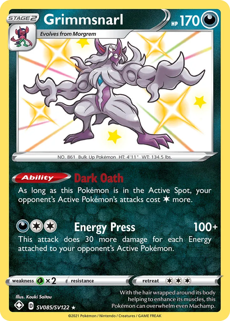 2021 Shining Fates Shiny Vault Grimmsnarl Rare Shiny #SV085 Rare Shiny card image
