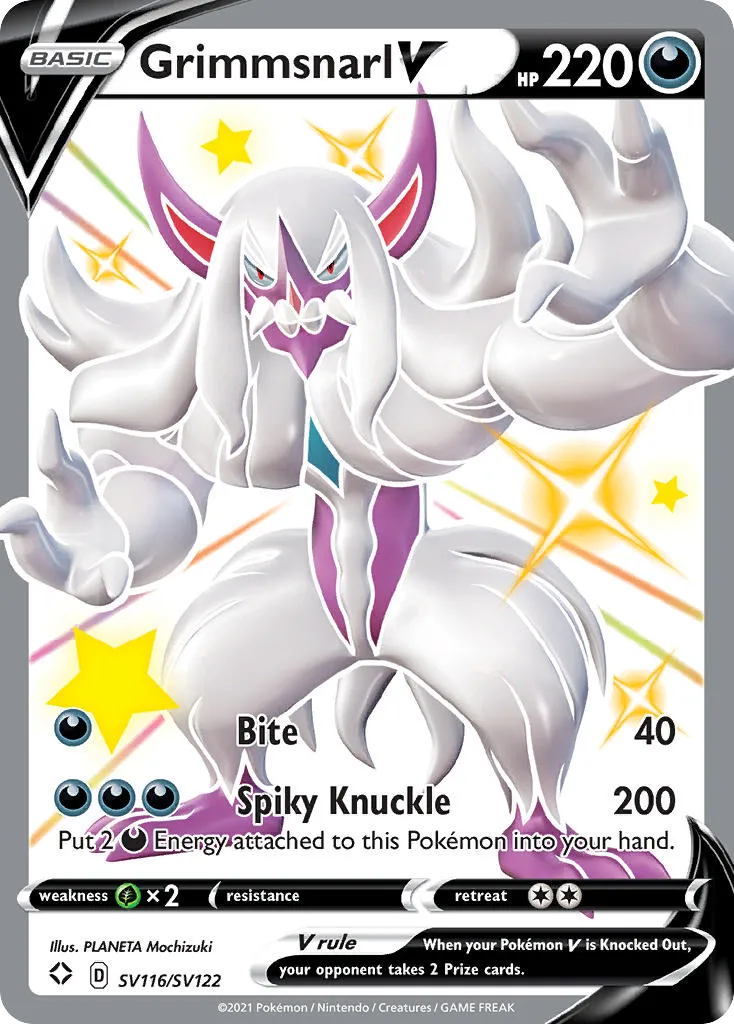 2021 Shining Fates Shiny Vault Grimmsnarl V #SV116 Rare Holo V card image