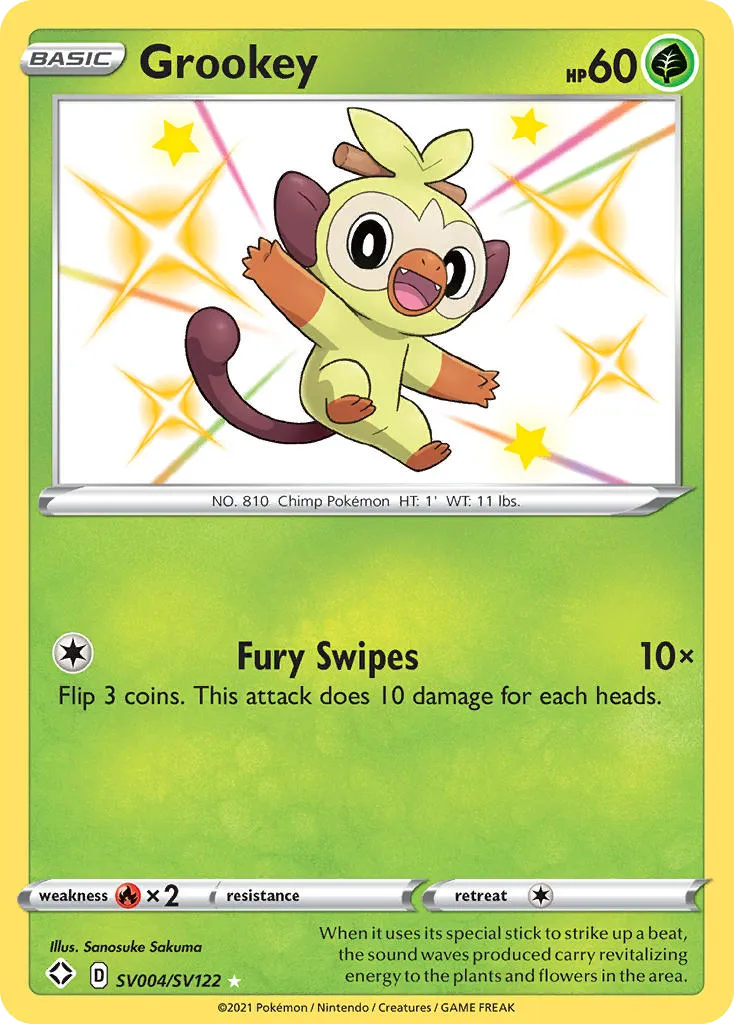 2021 Shining Fates Shiny Vault Grookey Rare Shiny #SV004 Rare Shiny card image