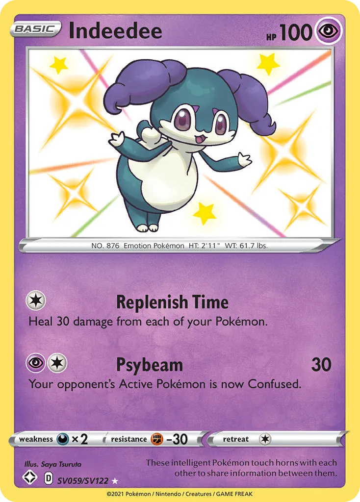 2021 Shining Fates Shiny Vault Indeedee Rare Shiny #SV059 Rare Shiny card image