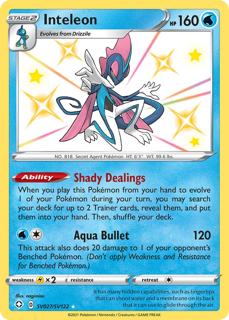 2021 Shining Fates Shiny Vault Inteleon Rare Shiny #SV027 Rare Shiny card image
