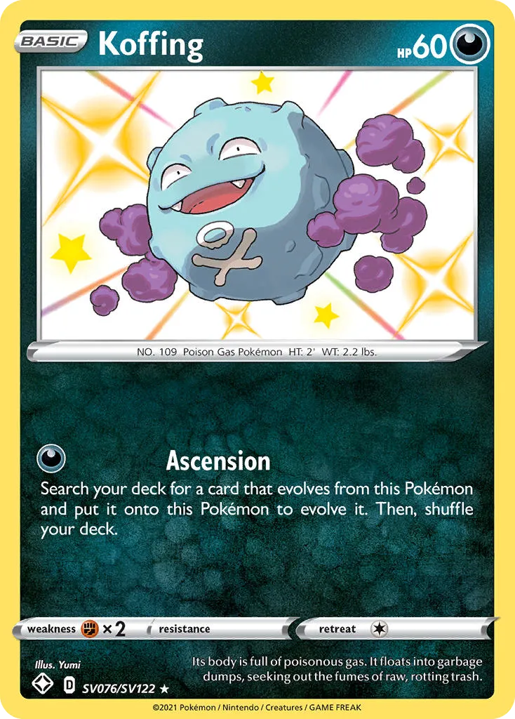 2021 Shining Fates Shiny Vault Koffing Rare Shiny #SV076 Rare Shiny card image