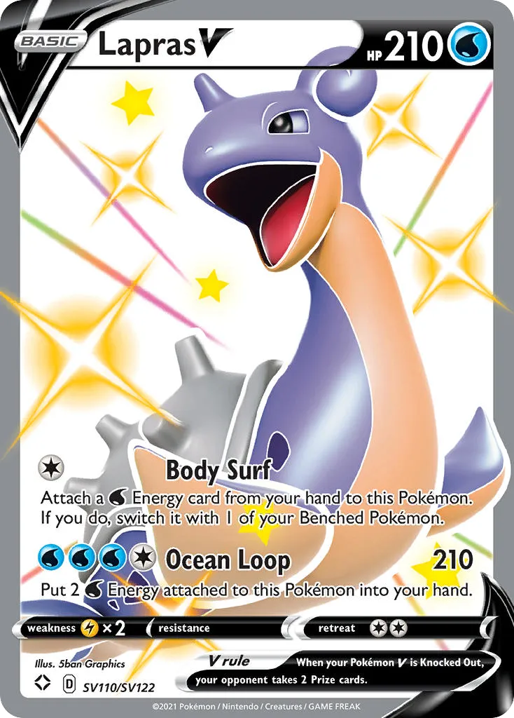 2021 Shining Fates Shiny Vault Lapras V #SV110 Rare Holo V card image