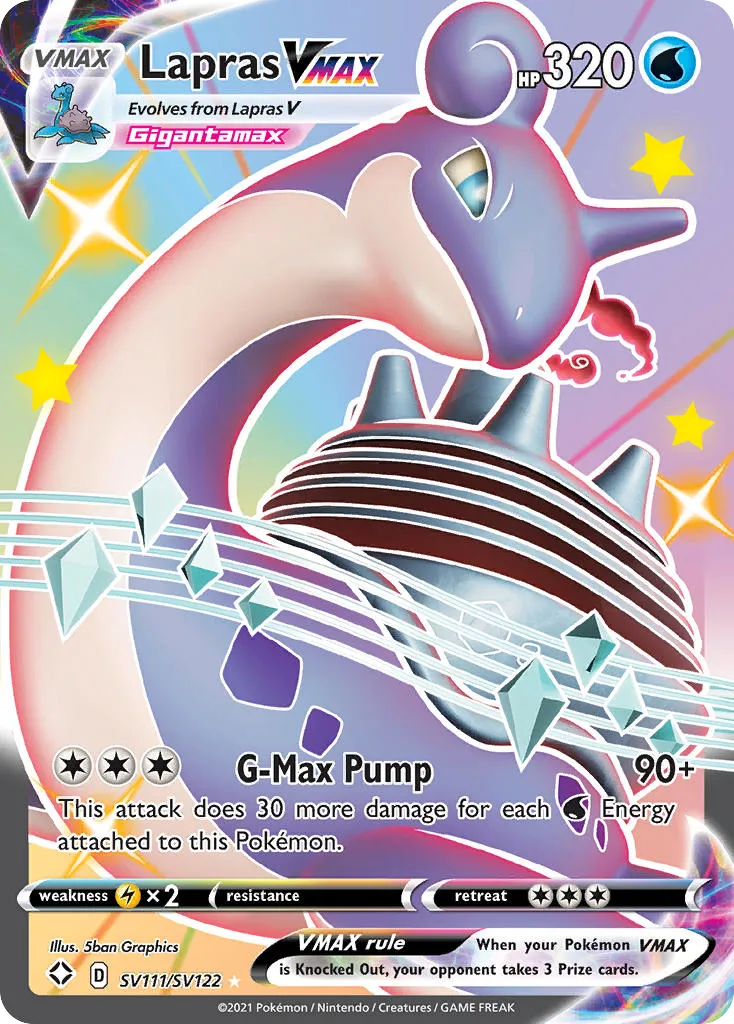 2021 Shining Fates Shiny Vault Lapras VMAX #SV111 Rare Holo VMAX card image