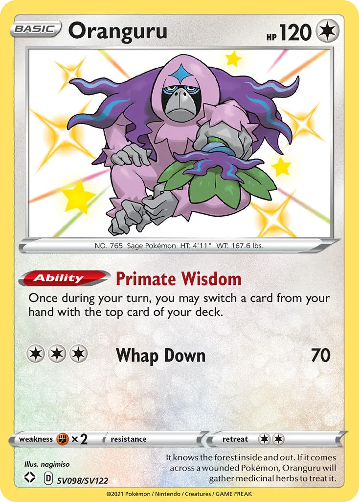 2021 Shining Fates Shiny Vault Oranguru Rare Shiny #SV098 Rare Shiny card image