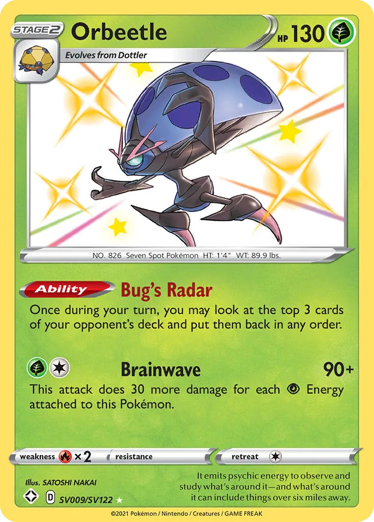2021 Shining Fates Shiny Vault Orbeetle Rare Shiny #SV009 Rare Shiny card image