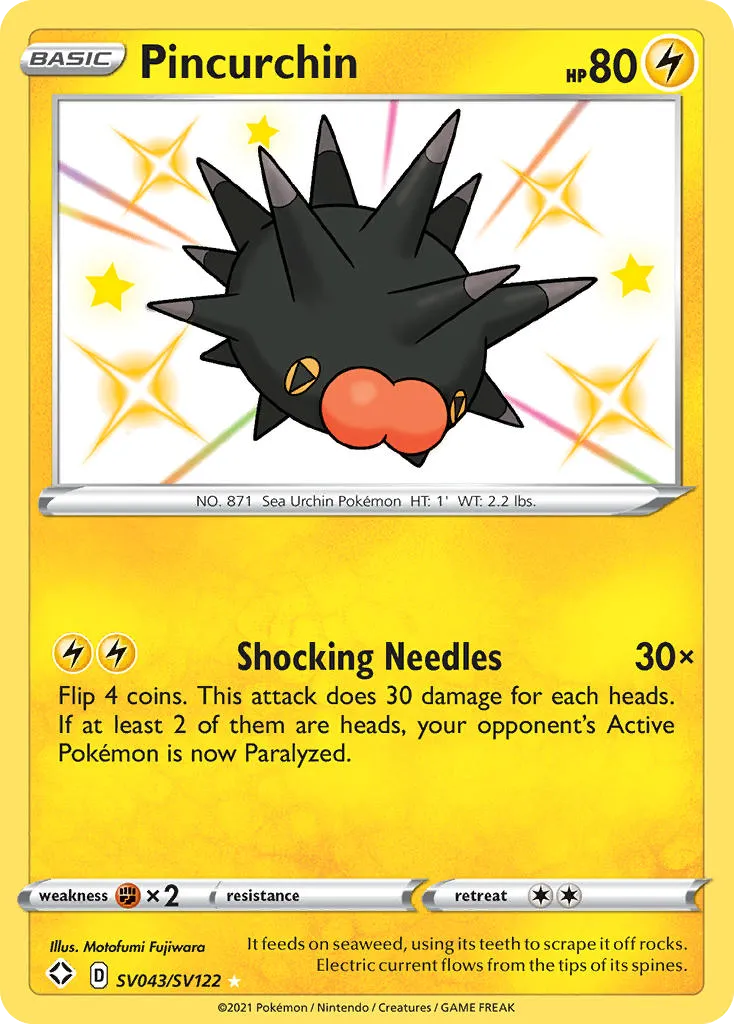 2021 Shining Fates Shiny Vault Pincurchin Rare Shiny #SV043 Rare Shiny card image