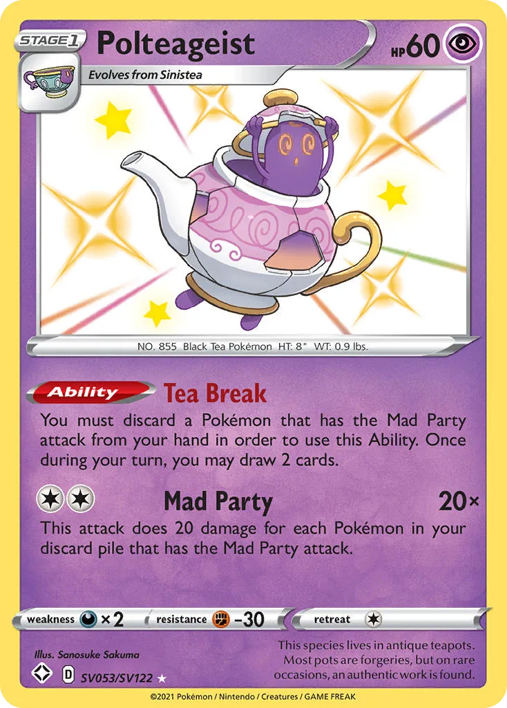 2021 Shining Fates Shiny Vault Polteageist #SV053 Rare Shiny card image
