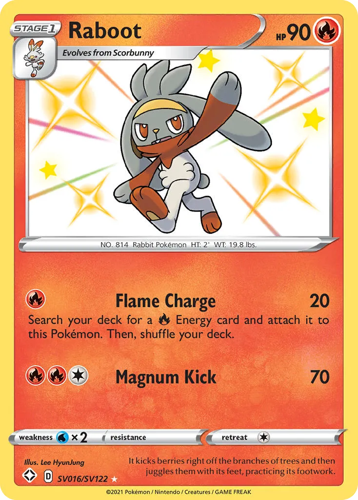 2021 Shining Fates Shiny Vault Raboot #SV016 Rare Shiny card image