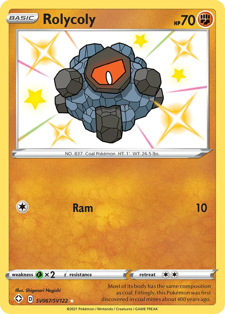 2021 Shining Fates Shiny Vault Rolycoly #SV067 Rare Shiny card image