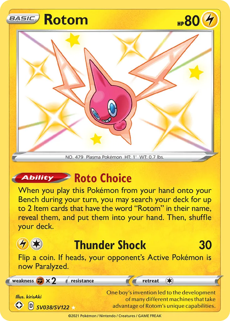 2021 Shining Fates Shiny Vault Rotom #SV038 Rare Shiny card image