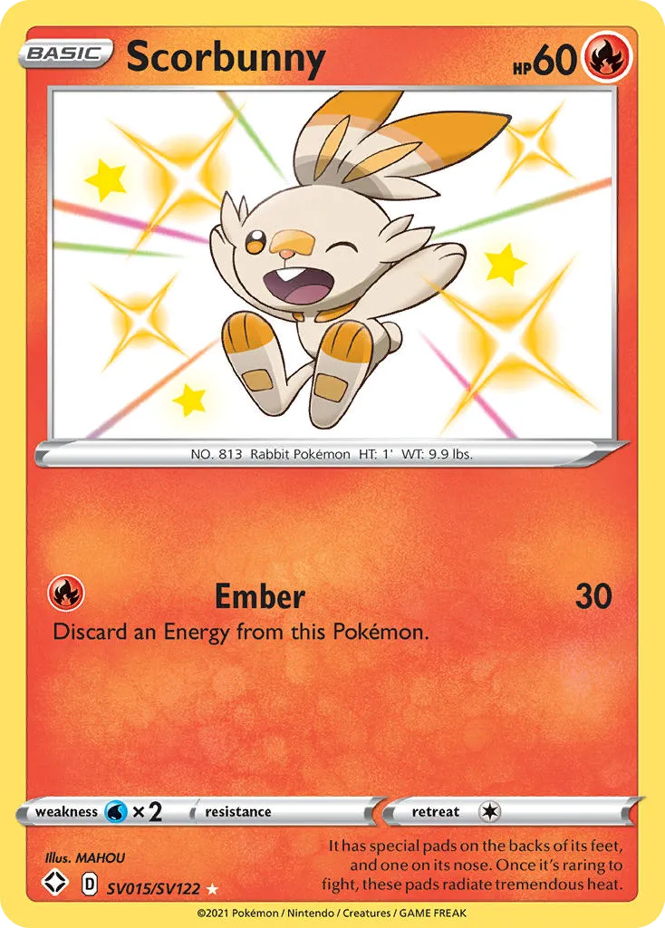 2021 Shining Fates Shiny Vault Scorbunny #SV015 Rare Shiny card image