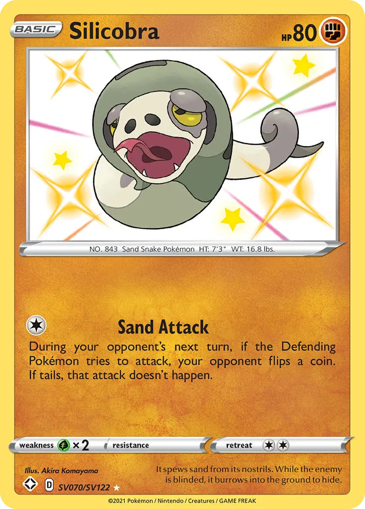 2021 Shining Fates Shiny Vault Silicobra #SV070 Rare Shiny card image