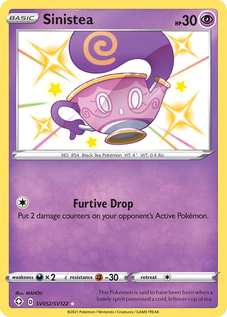 2021 Shining Fates Shiny Vault Sinistea #SV052 Rare Shiny card image