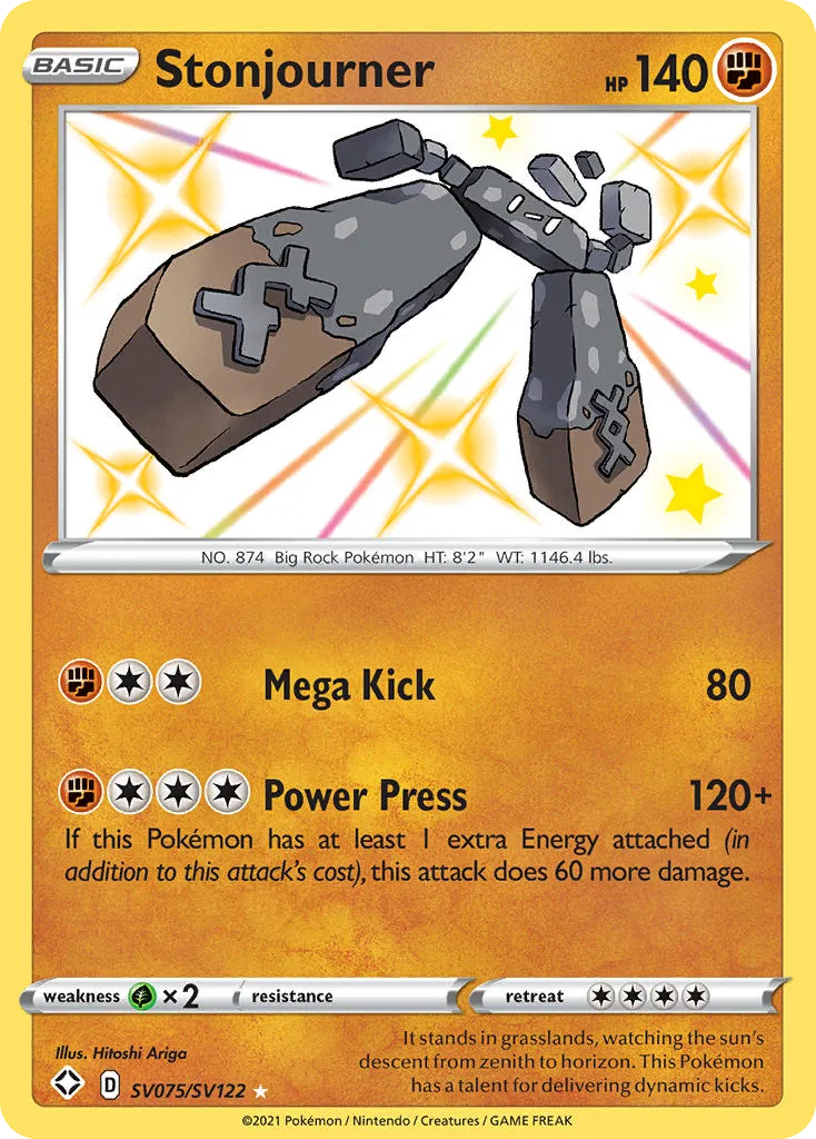2021 Shining Fates Shiny Vault Stonjourner #SV075 Rare Shiny card image