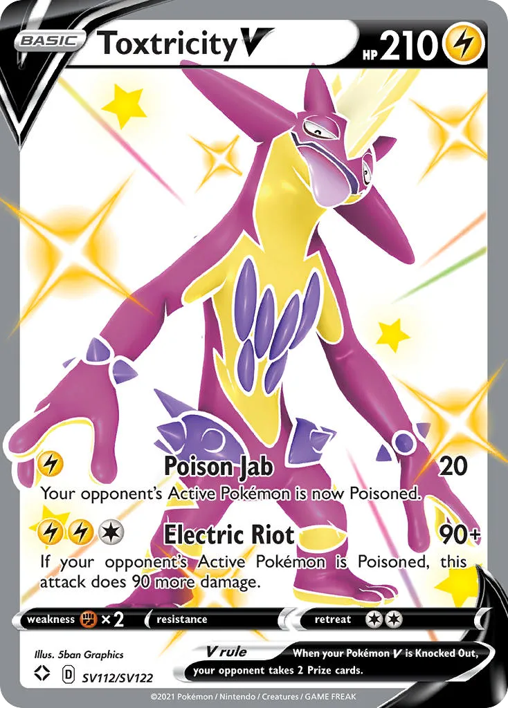 2021 Shining Fates Shiny Vault Toxtricity V #SV112 Rare Holo V card image