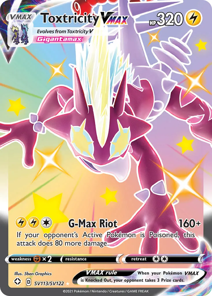 2021 Shining Fates Shiny Vault Toxtricity VMAX #SV113 Rare Holo VMAX card image