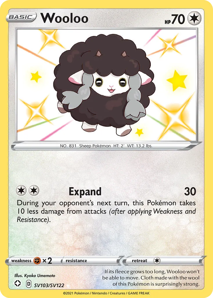 2021 Shining Fates Shiny Vault Wooloo #SV103 Rare Shiny card image
