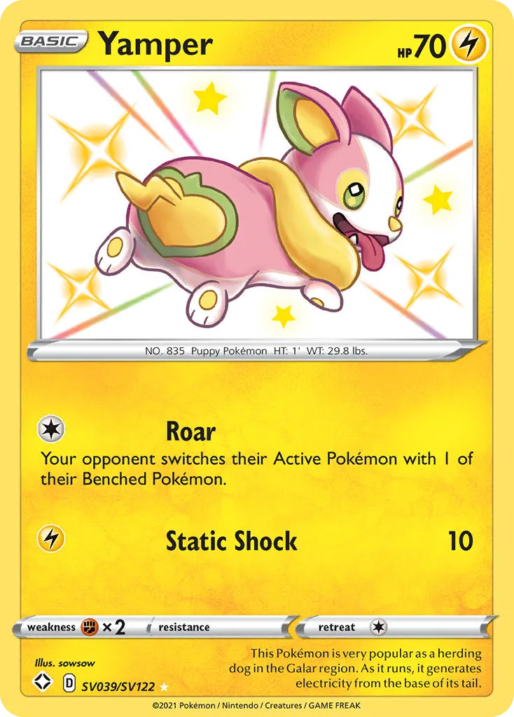 2021 Shining Fates Shiny Vault Yamper #SV039 Rare Shiny card image