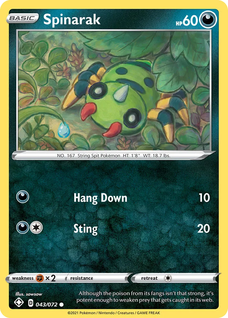2021 Shining Fates Spinarak #43/72 Common card image