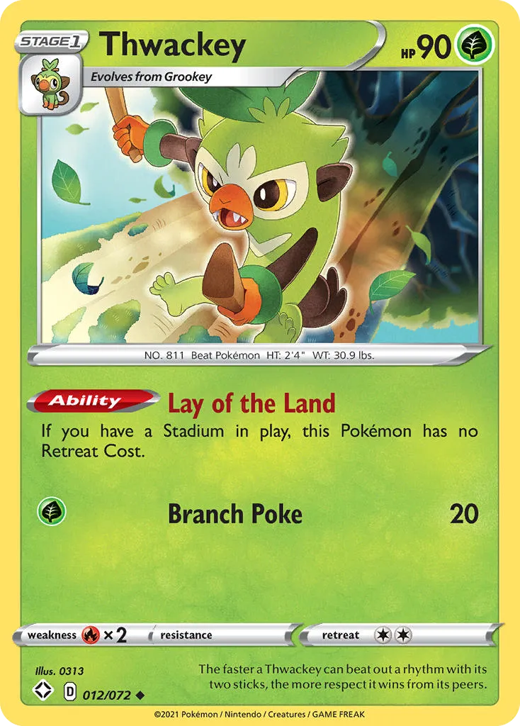 2021 Shining Fates Thwackey Uncommon #12/72 Uncommon card image