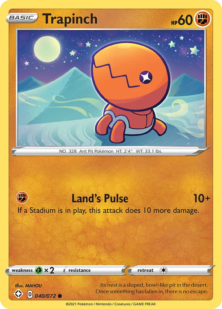 2021 Shining Fates Trapinch #40/72 Common card image