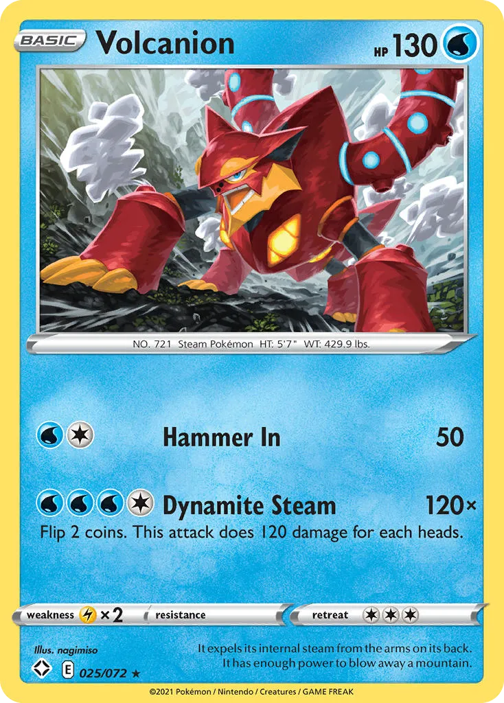 2021 Shining Fates Volcanion #25/72 Rare card image