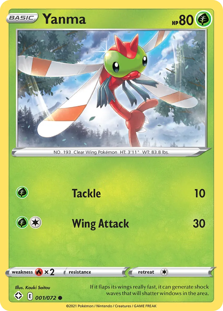 2021 Shining Fates Yanma Common #01/72 Common card image