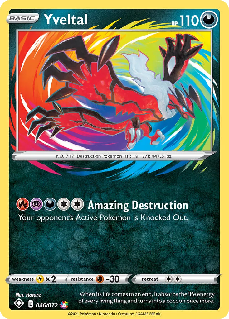 2021 Shining Fates Yveltal #46/72 Amazing Rare card image