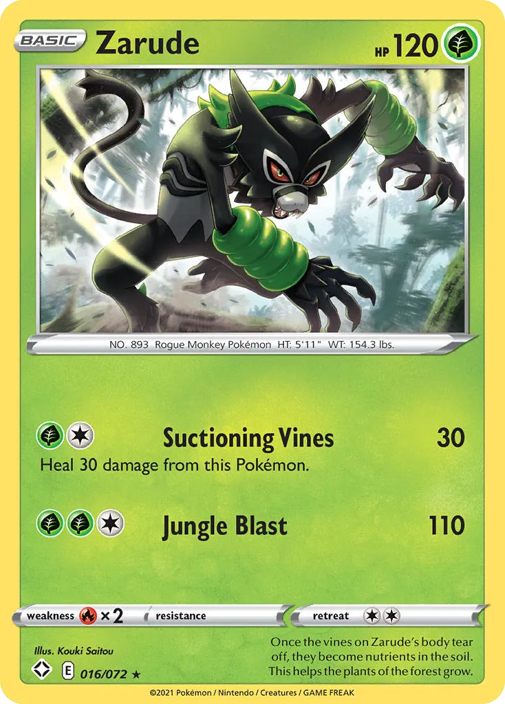 2021 Shining Fates Zarude #16/72 Rare card image