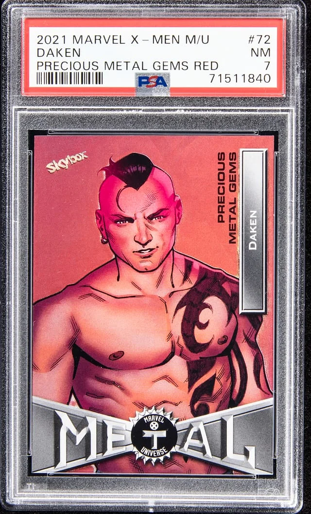 2021 SkyBox Daken Marvel X-Men Metal Universe Precious Metal Gems (PMG) Red #72 card image
