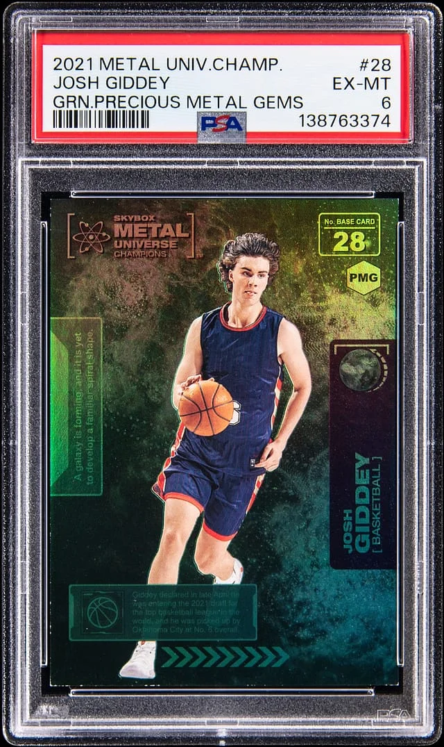 2021 SkyBox Metal Universe Champions Josh Giddey Green Precious Metal Gems #28 card image