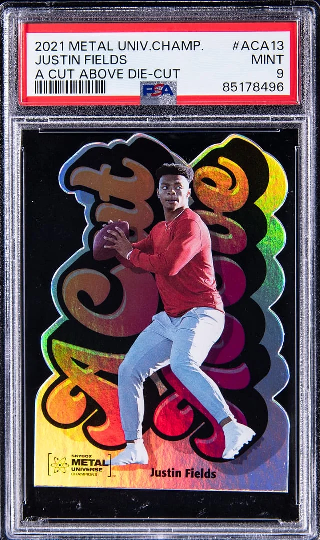 2021 SkyBox Metal Universe Champions Justin Fields A Cut Above Die-Cut #ACA-13 card image