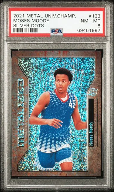 2021 SkyBox Metal Universe Champions Moses Moody Silver Dots #133 card image