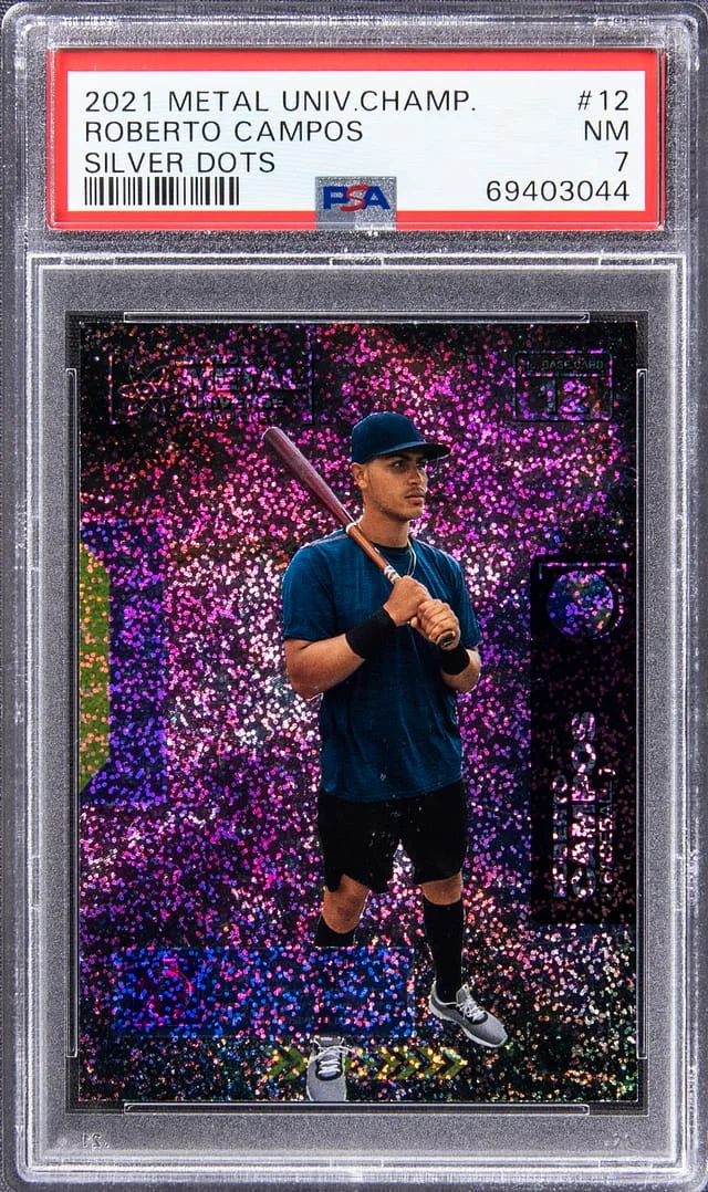 2021 SkyBox Metal Universe Champions Roberto Campos Silver Dots #12 card image