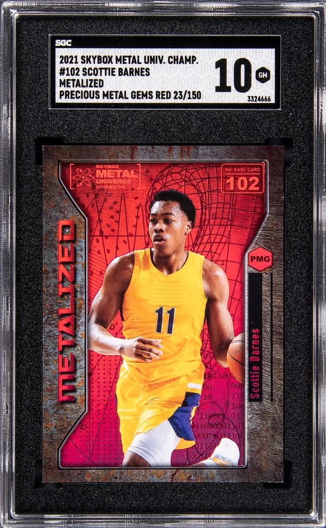 2021 SkyBox Metal Universe Champions Scottie Barnes Silver Dots #102 card image