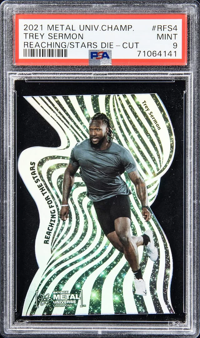 2021 SkyBox Metal Universe Champions Trey Sermon Reaching For The Stars Die-Cut #RFS4 card image