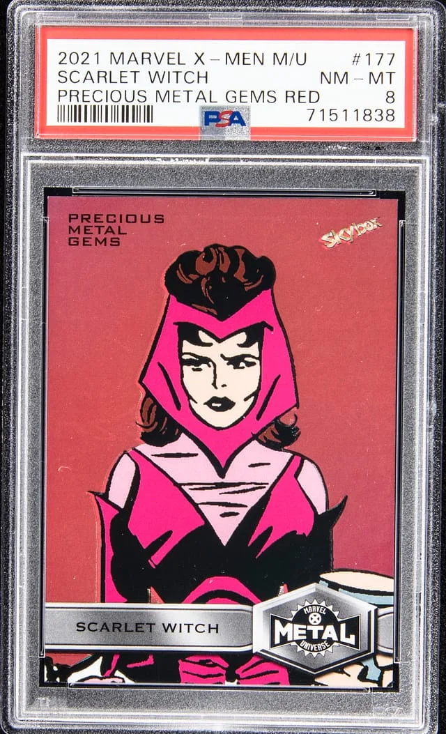 2021 SkyBox Scarlet Witch Marvel X-Men Metal Universe Precious Metal Gems (PMG) Red #177 card image