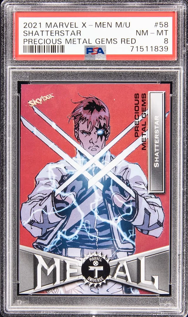 2021 SkyBox Shatterstar Marvel X-Men Metal Universe Precious Metal Gems (PMG) Red #58 card image