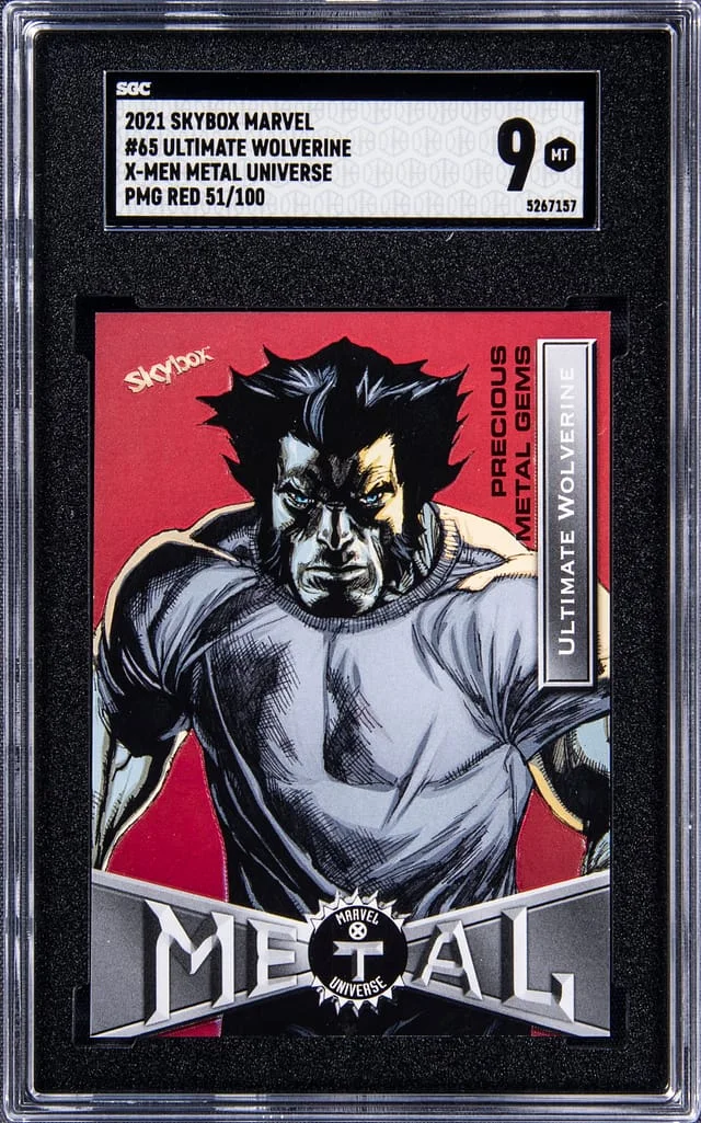 2021 SkyBox Ultimate Wolverine X-Men Metal Universe Marvel PMG Red #65 card image