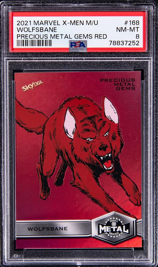 2021 SkyBox Wolfsbane Marvel X-Men Metal Universe Precious Metal Gems (PMG) Red #168 card image