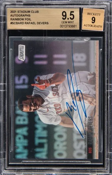 2021 Stadium Club Autographs Rainbow Foil Scbard Rafael Devers #no-number card image